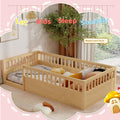 Twin Montessori Floor Bed With High Safety Rails Natural