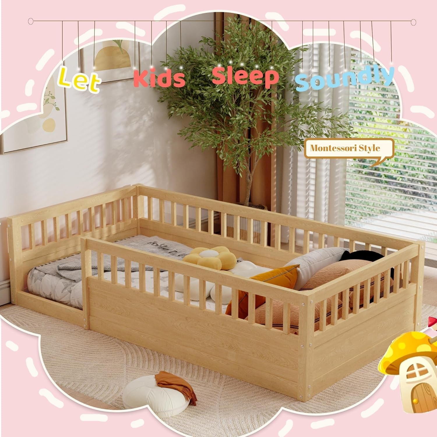 twin montessori floor bed room view 