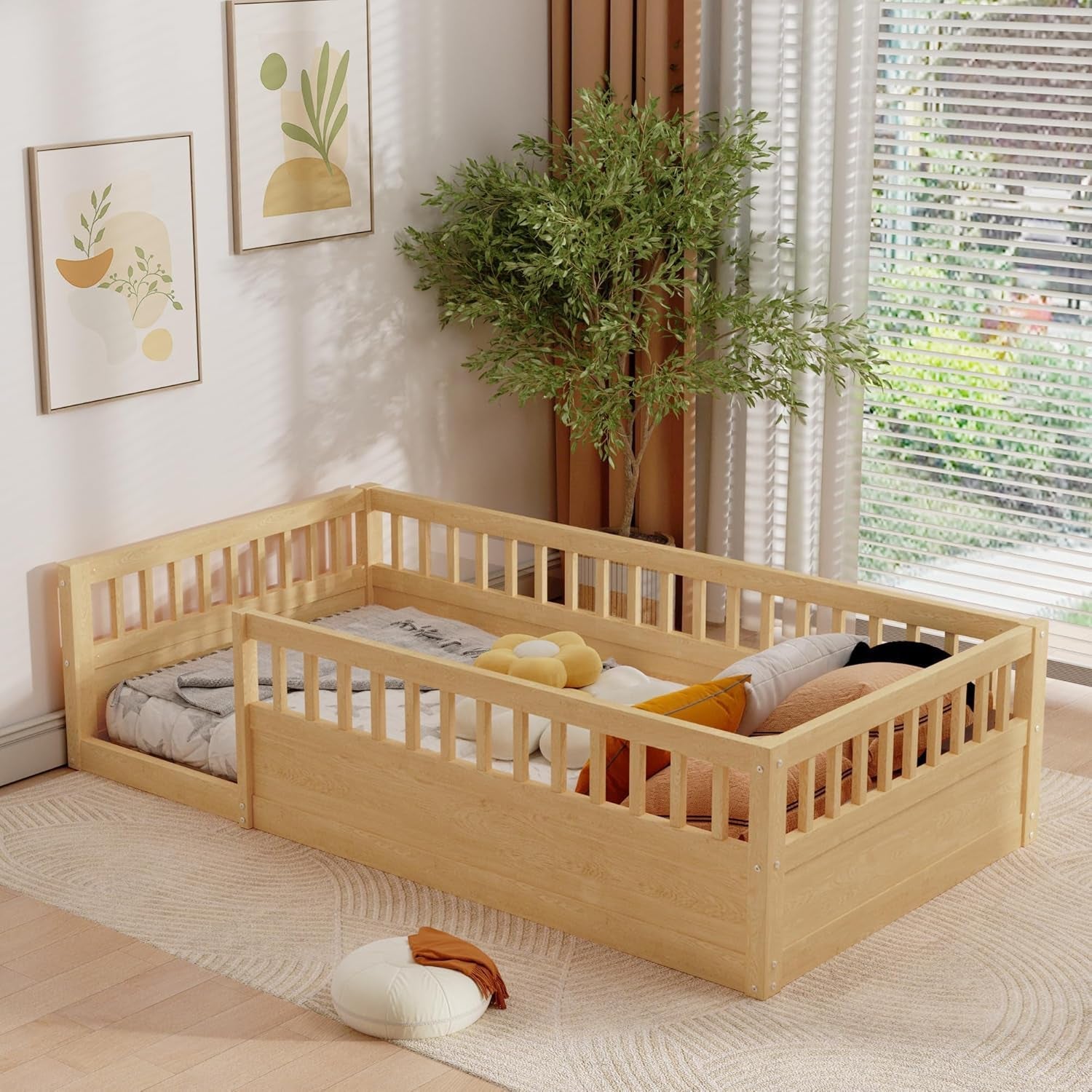 twin montessori floor bed room view