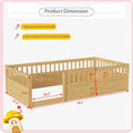 Twin Montessori Floor Bed With High Safety Rails Natural