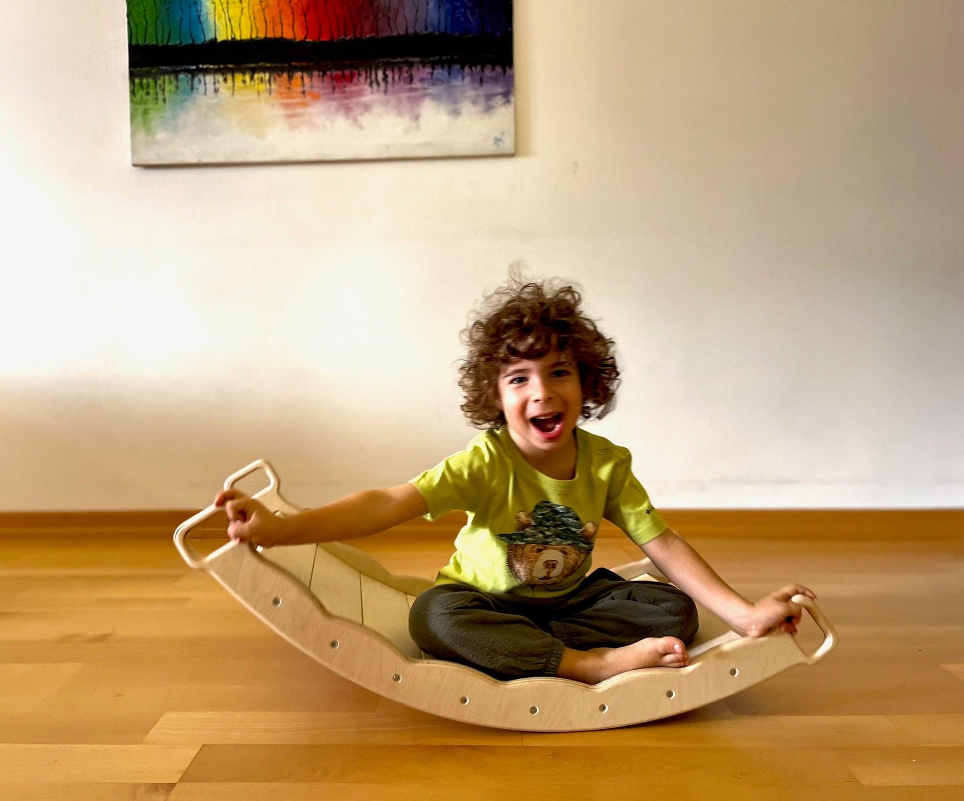 montessori balance board baby playing