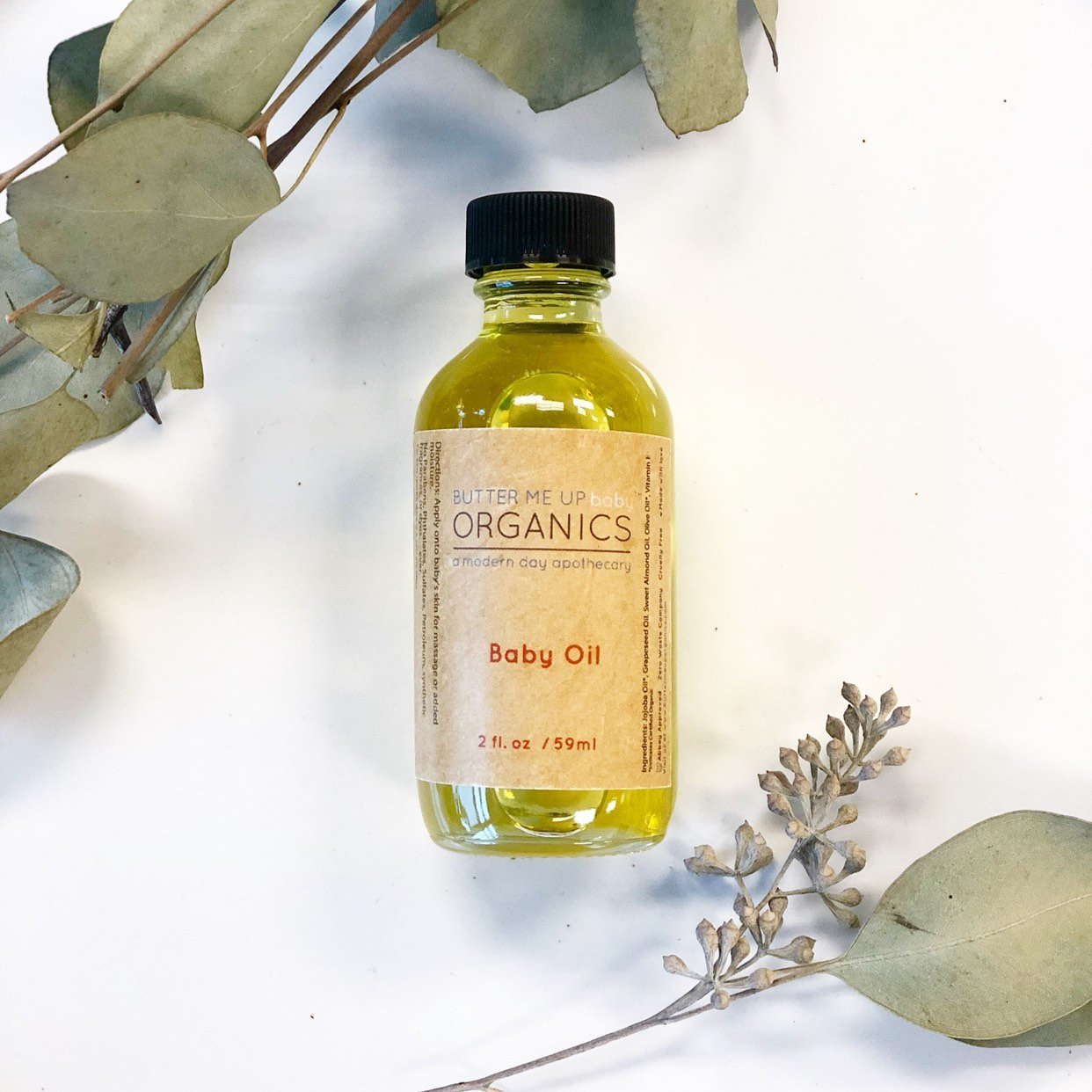 organic baby oil front view